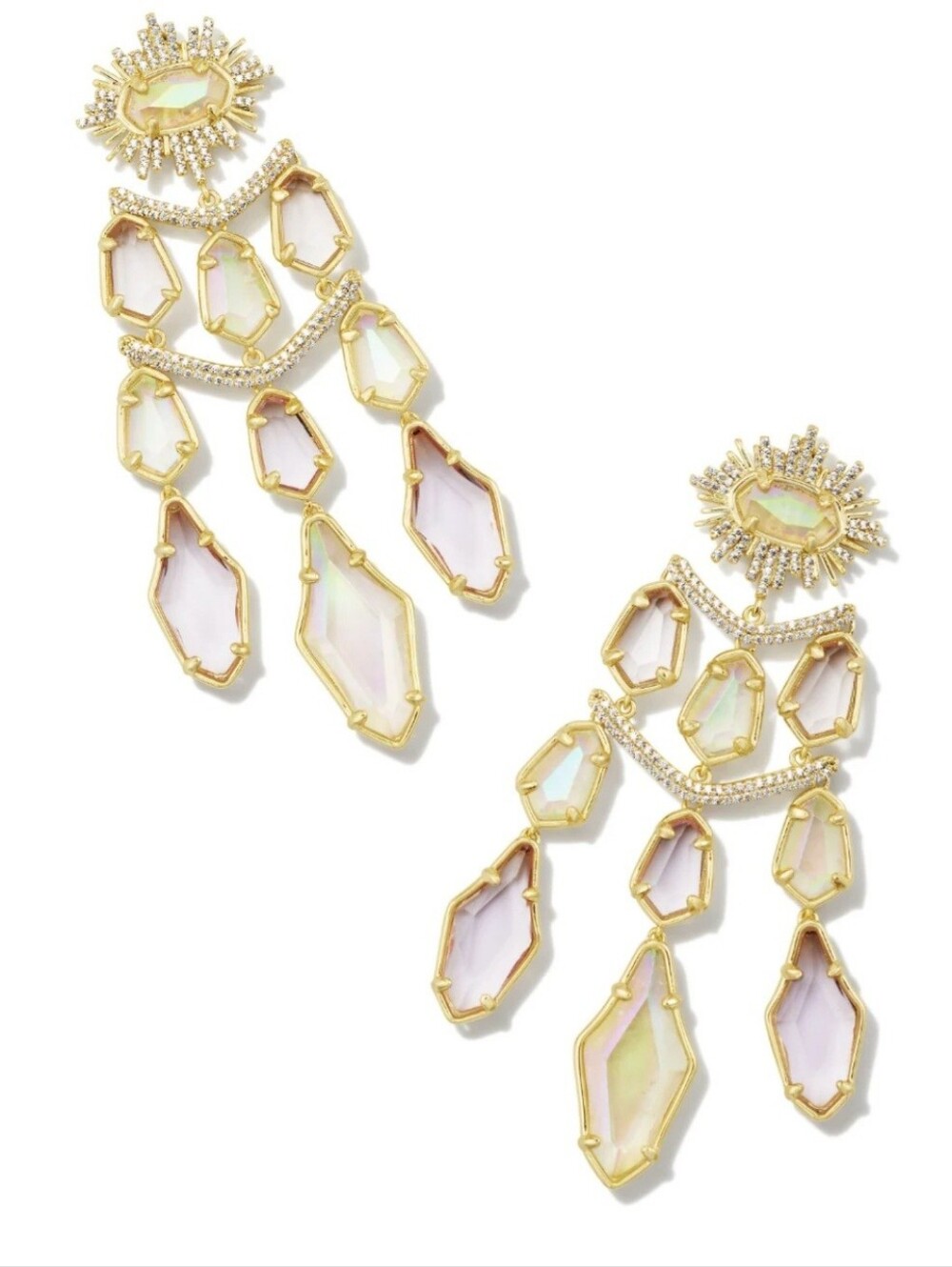 Kendra Scott Alexandria Statement Earrings NWT Gold / White Mix